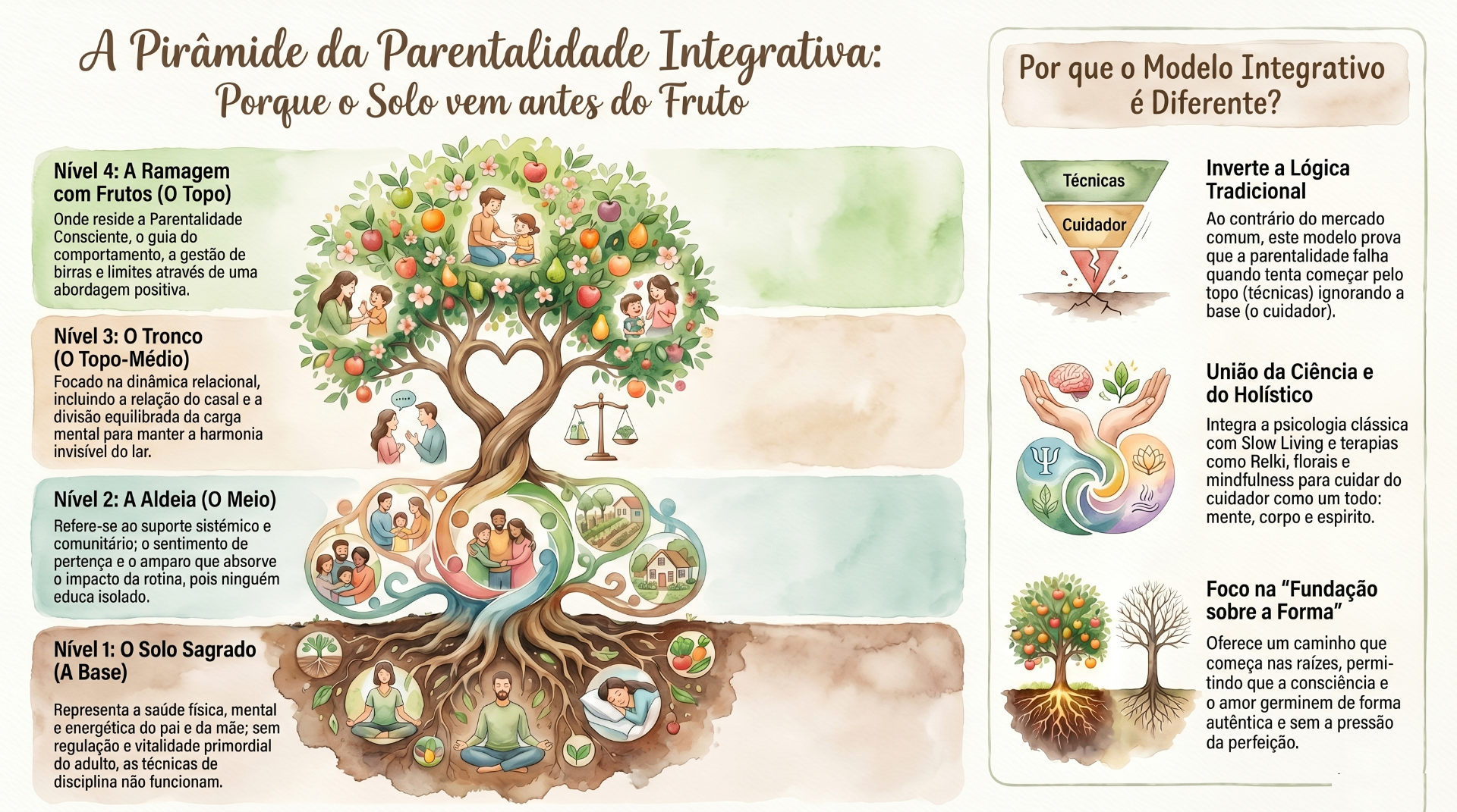 A Pirâmide da Parentalidade Integrativa: Solo Sagrado, Aldeia, Tronco e Ramagem com Frutos